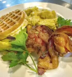 Buttermilk Waffle & Fresh Fruit with Cream Cheese Yogurt